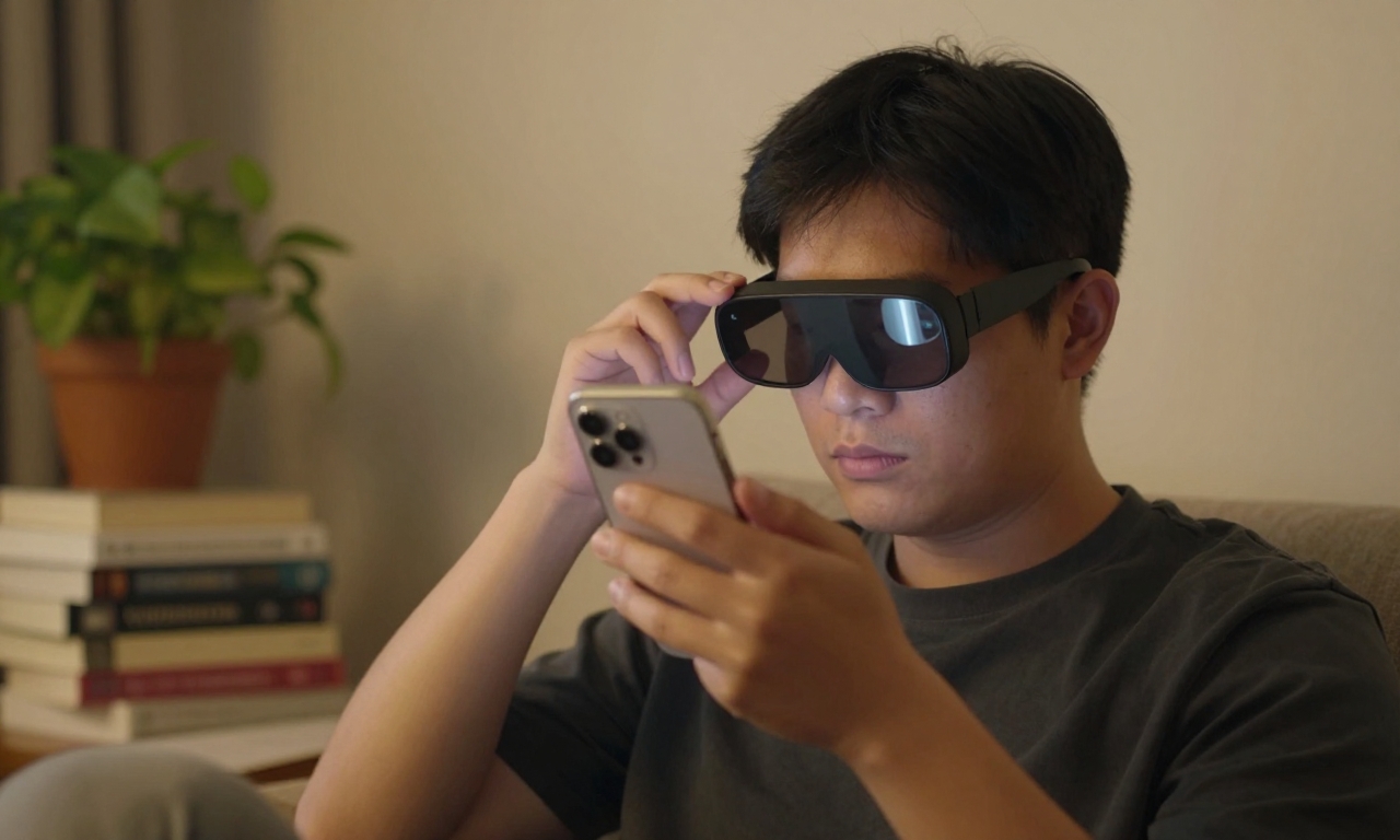 Person adjusting smart glasses privacy settings