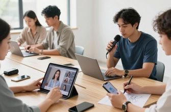 Creators using AI tools in modern studio