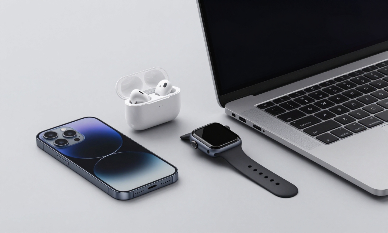 Integrated Apple ecosystem devices arranged together