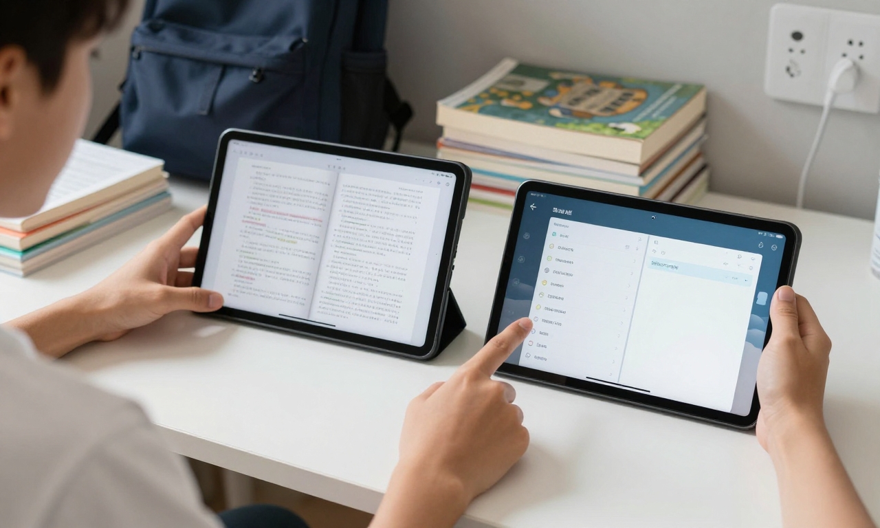 Student comparing Android tablets for academic use