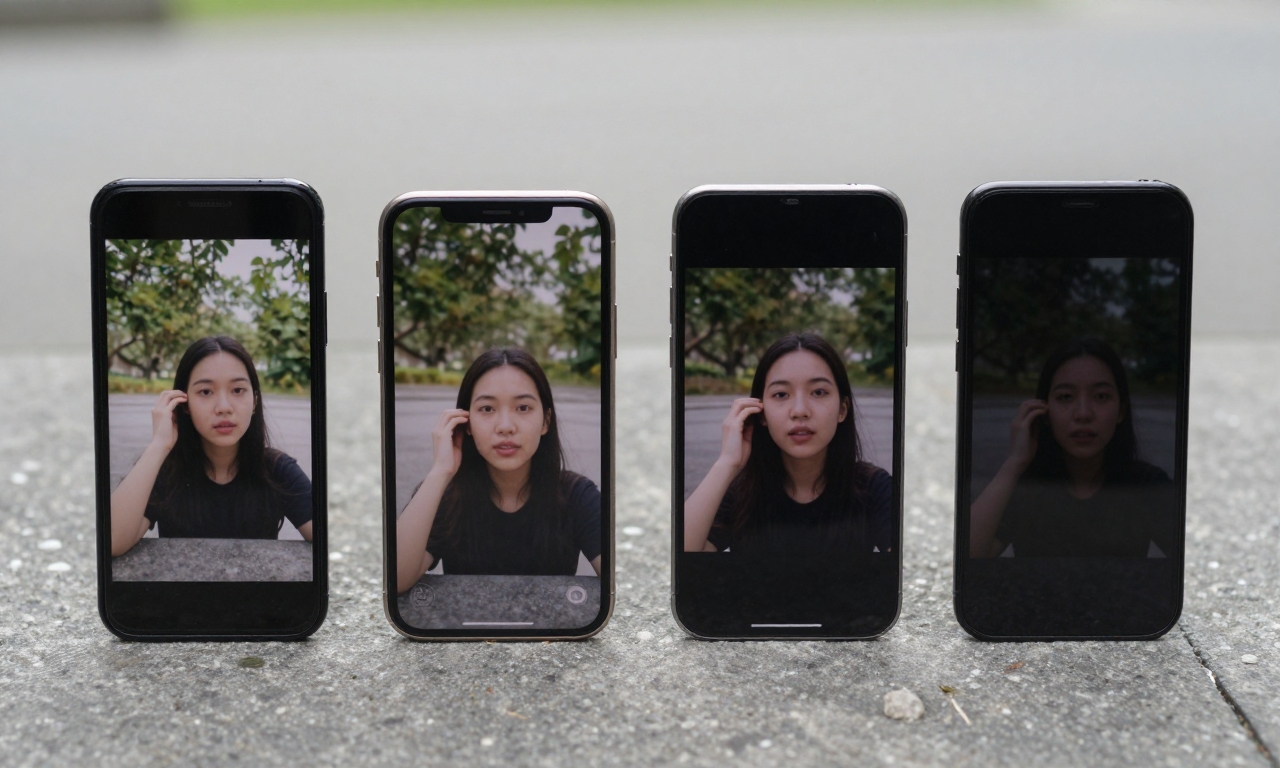 multiple budget smartphones showing different photo types