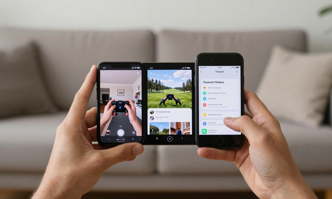 Person multitasking with smartphone applications