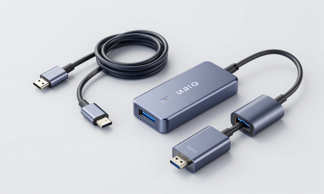 Assortment of USB-C cables, hubs, and adapters