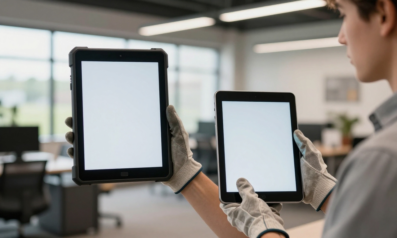 Professional choosing between rugged and consumer tablets