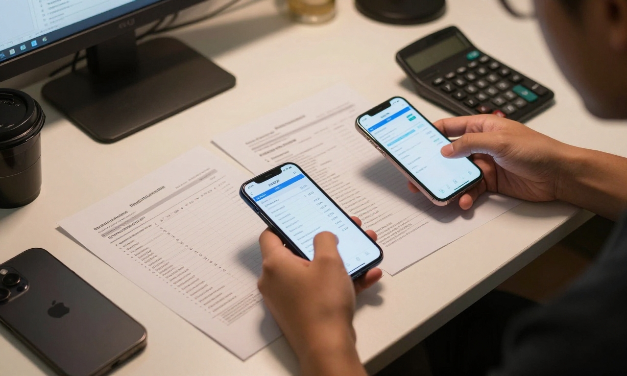 Person comparing smartphone subscription costs