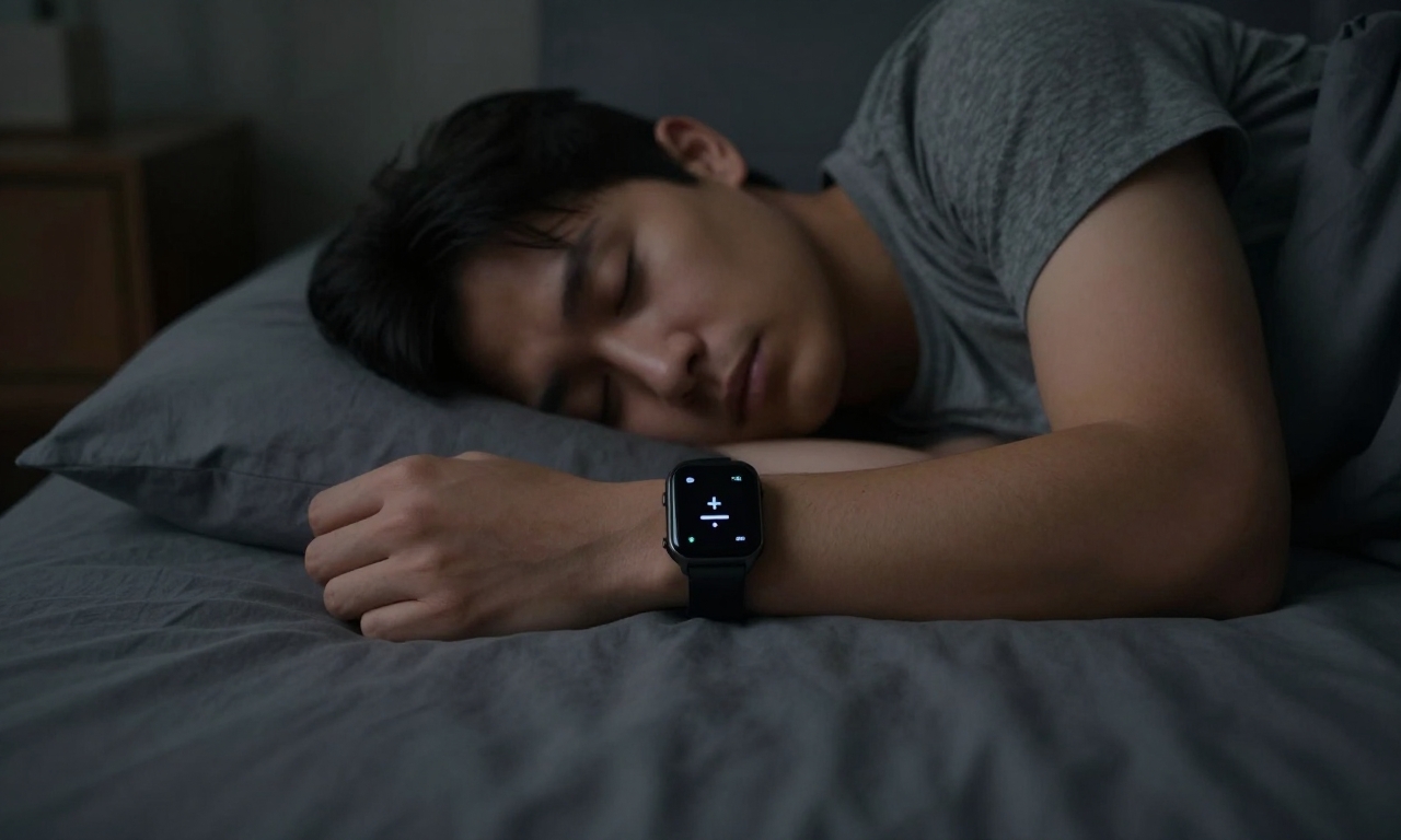 person sleeping with smartwatch tracking sleep stages