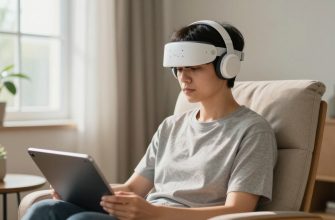 Person using EEG wearable in modern home