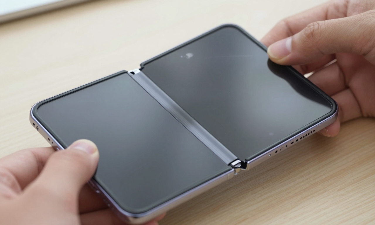 close-up of foldable phone hinge and screen durability