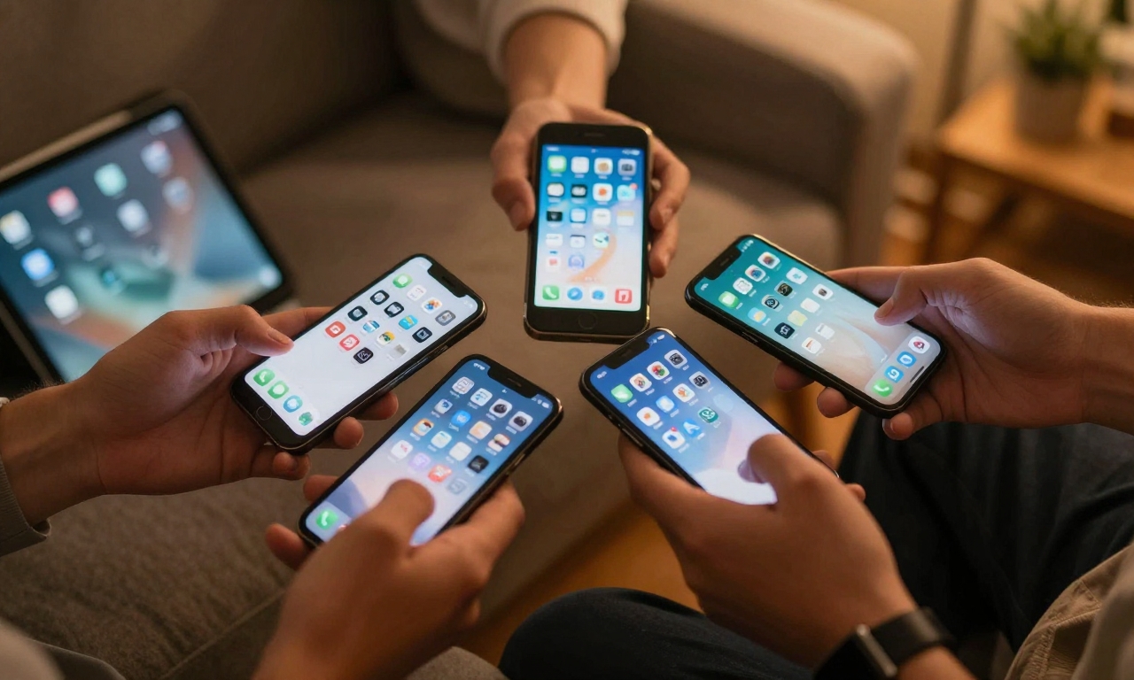 Hands switching between multiple apps on smartphone