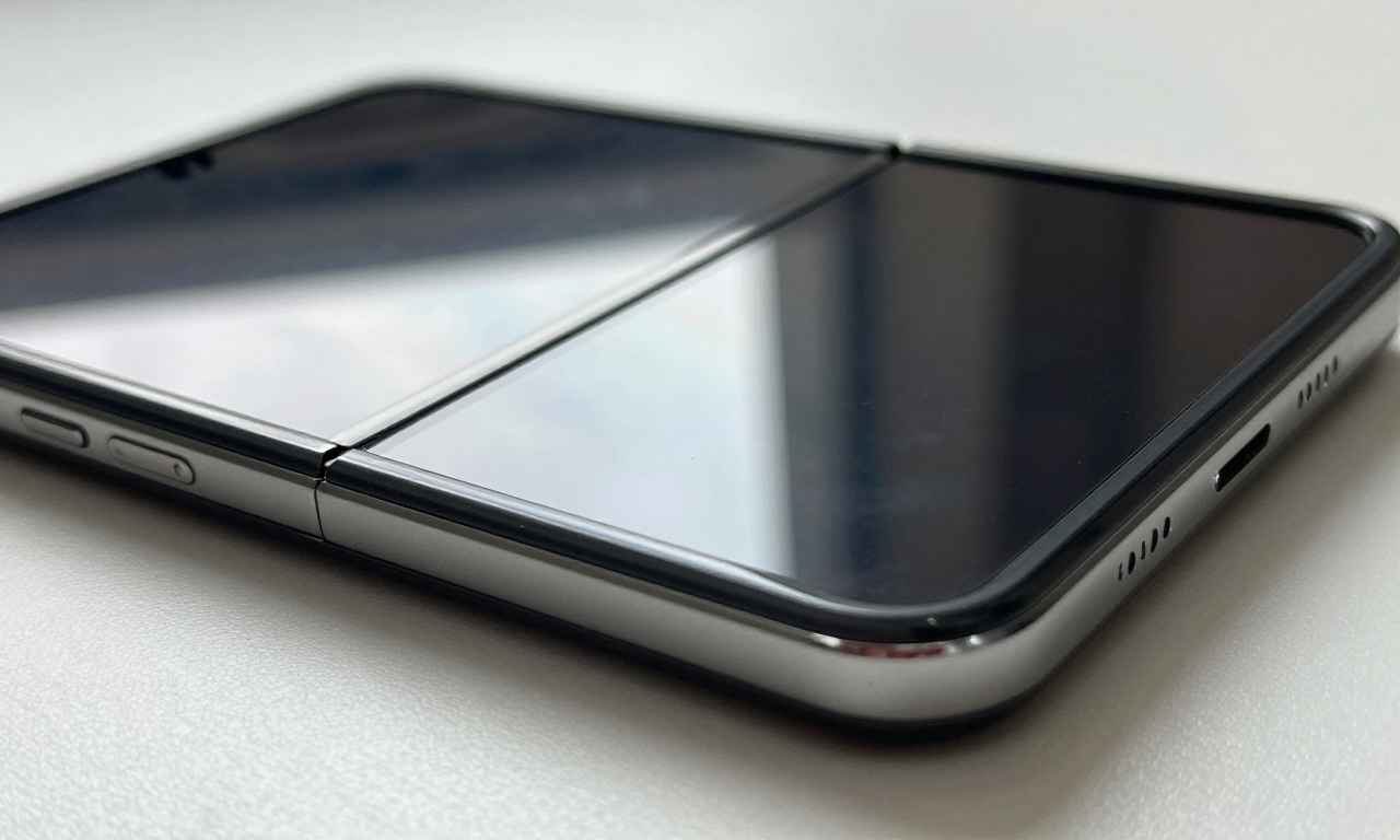 foldable phone hinge and screen crease detail