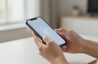 smartphone with glowing AI patterns in home setting