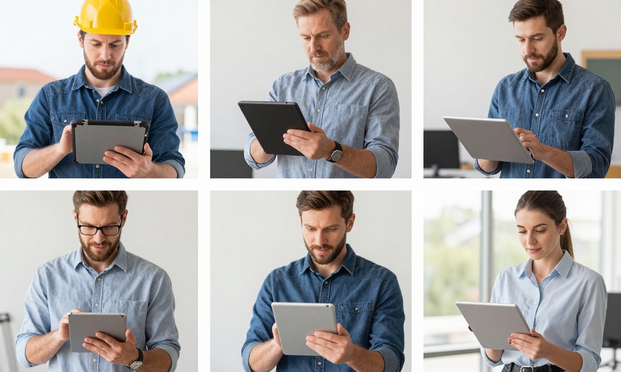 Team using different tablets for various work environments