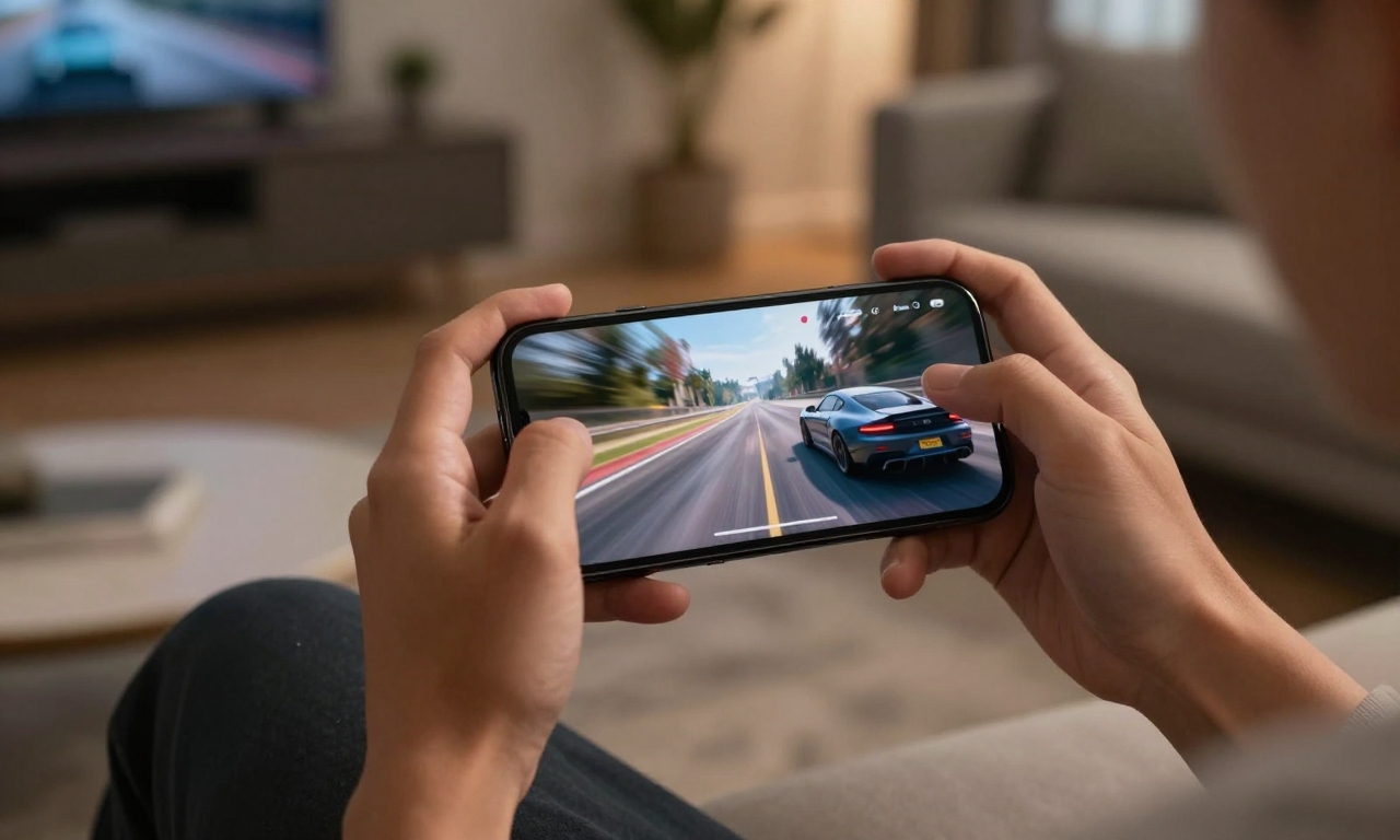 Person gaming on high refresh rate smartphone