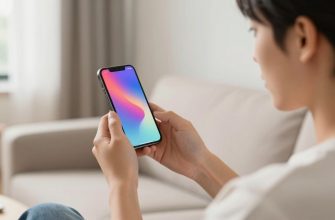 person discovering iPhone features in living room