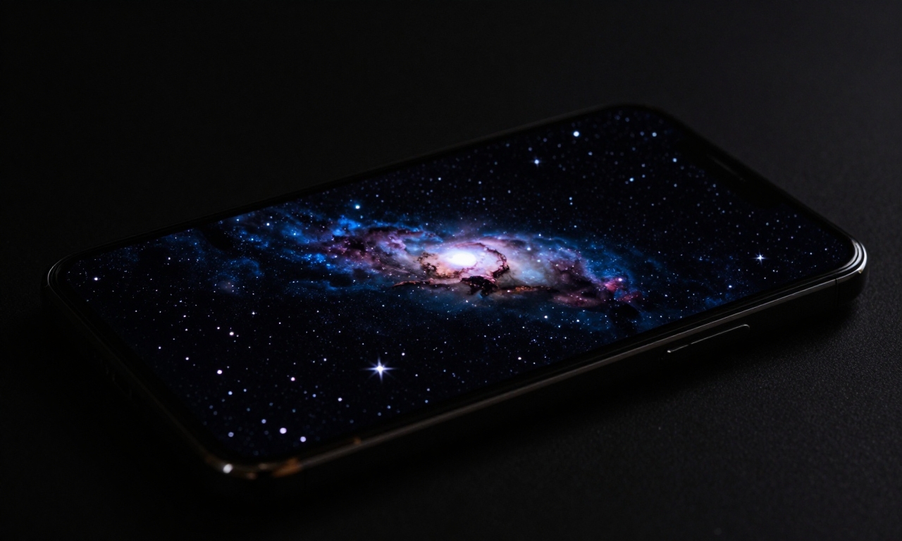 OLED smartphone showing space scene with deep blacks