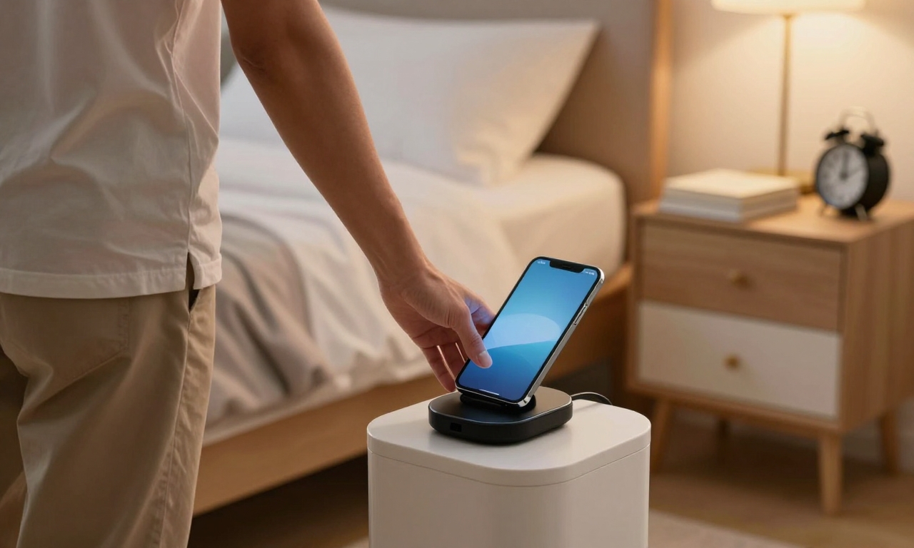 Person leaving smartphone outside bedroom