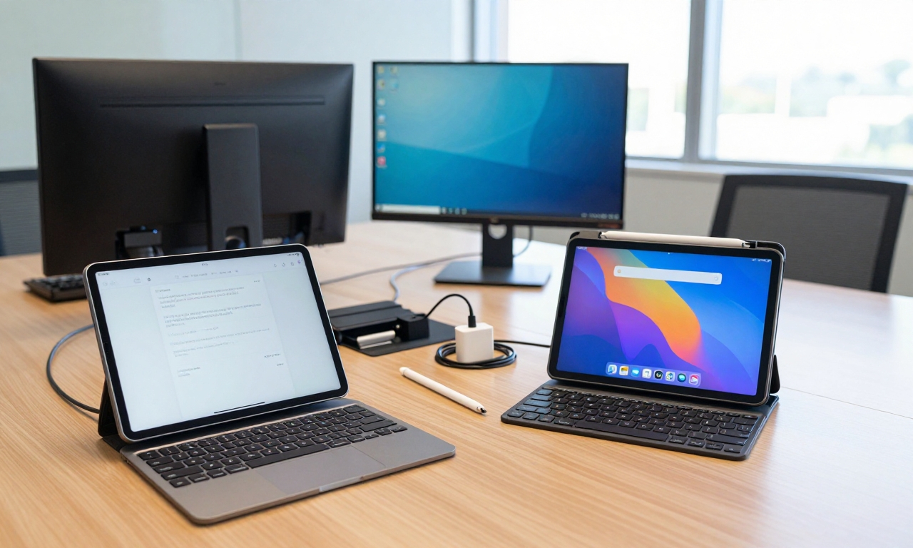 iPad and Android tablet with accessories comparison