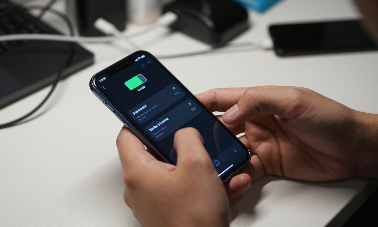 Hands examining smartphone with technical issues