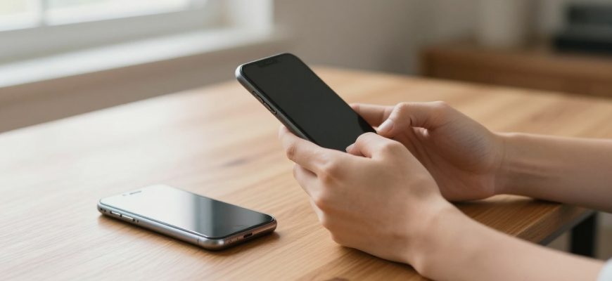 Person comparing old and new smartphones