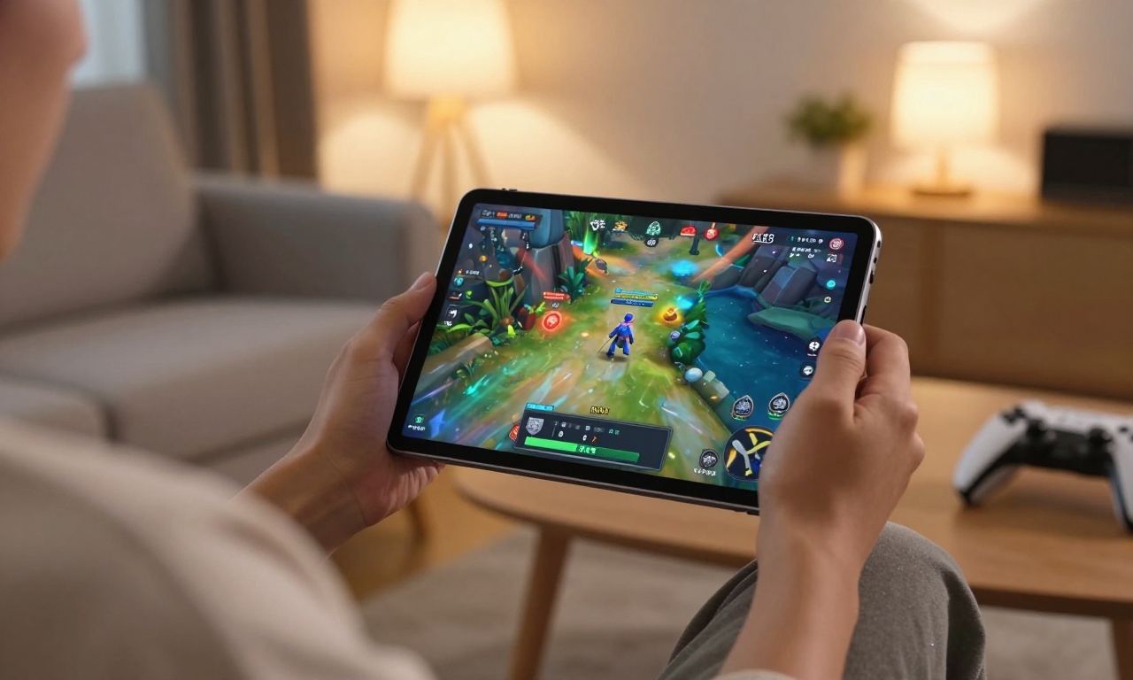 Person gaming on refurbished tablet
