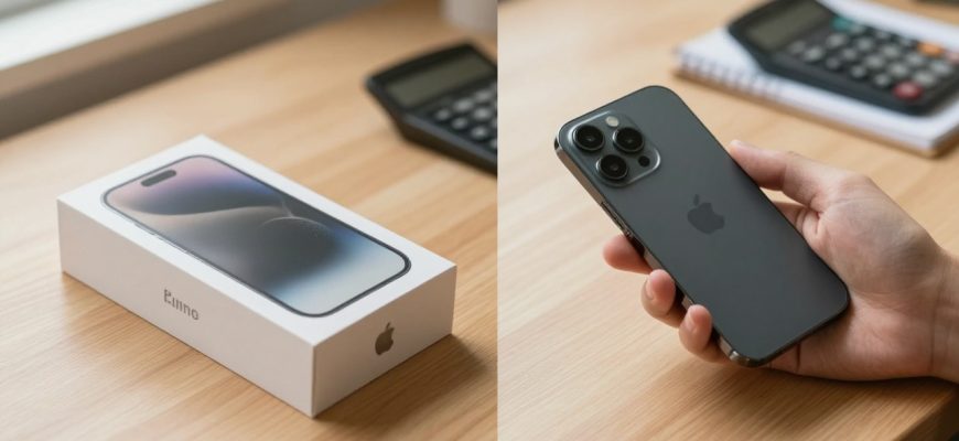 New versus refurbished smartphone comparison on desk