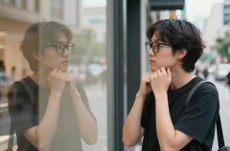 Person wearing smart glasses in urban setting