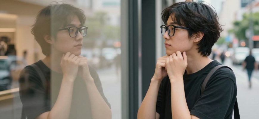 Person wearing smart glasses in urban setting