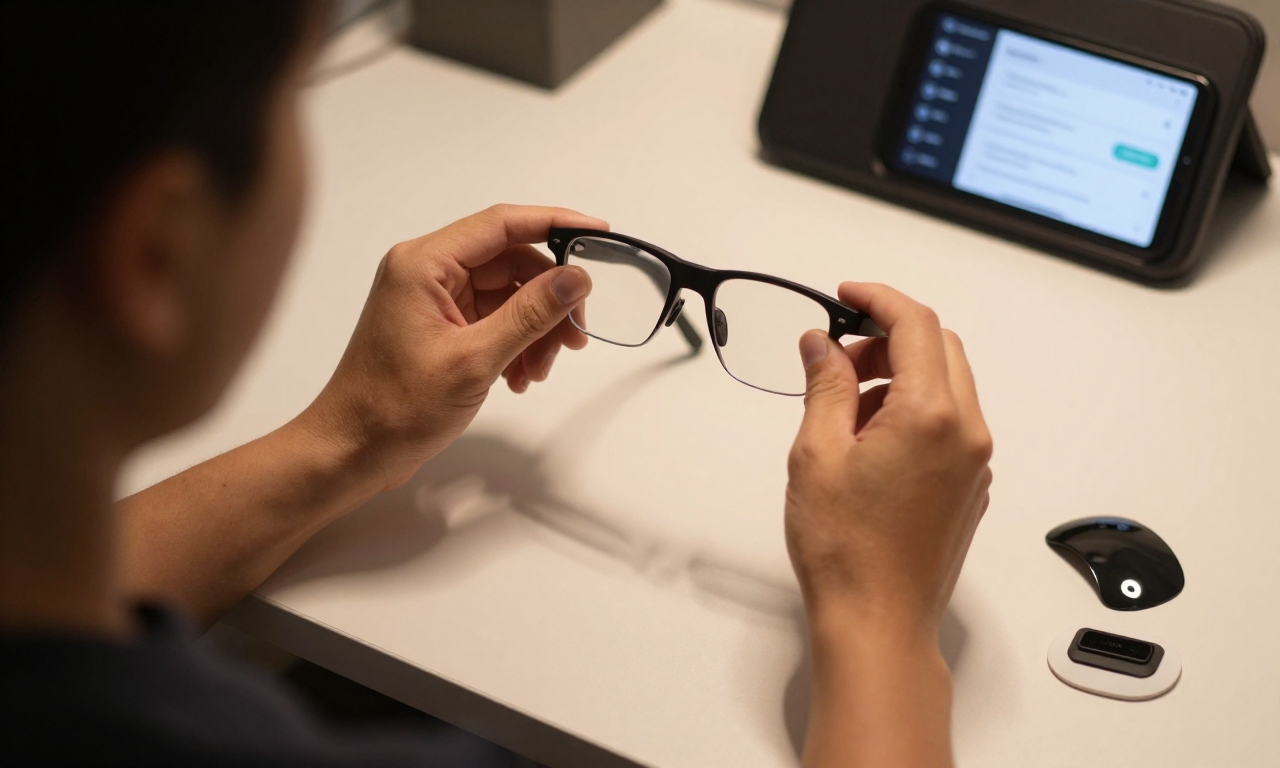User implementing smart glasses privacy strategies