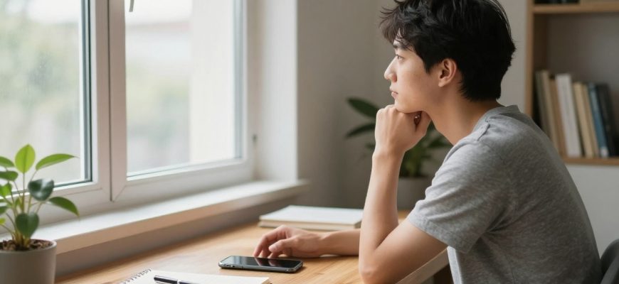 Person mindfully placing smartphone aside while working