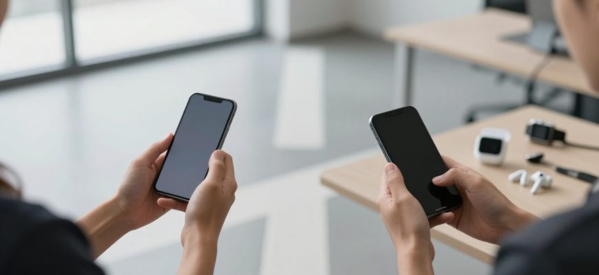 Person deciding between smartphone ecosystems at a crossroads