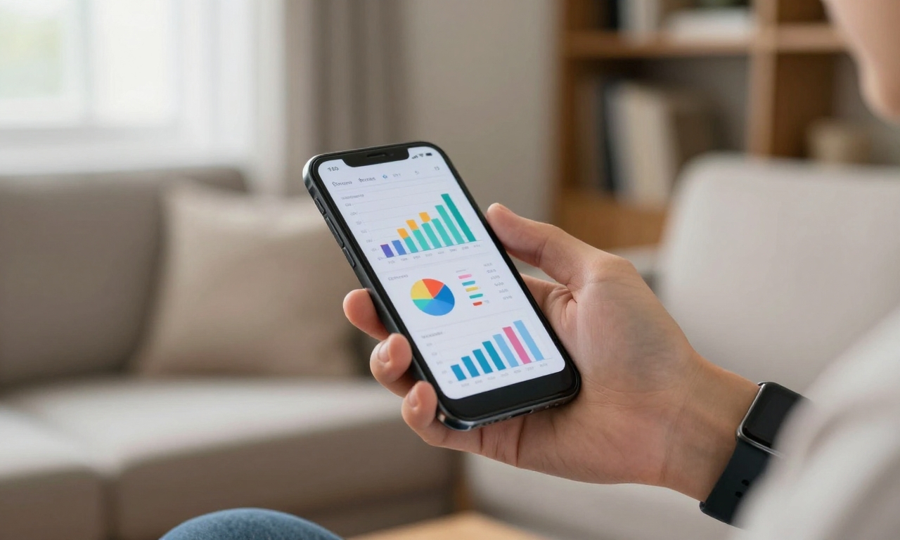 Smartphone showing usage analytics with smartwatch on wrist