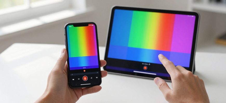 person comparing smartphone and tablet displays