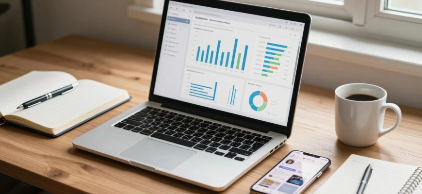 Smartphone and laptop on a desk in a modern workspace