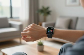 person checking smartwatch health metrics