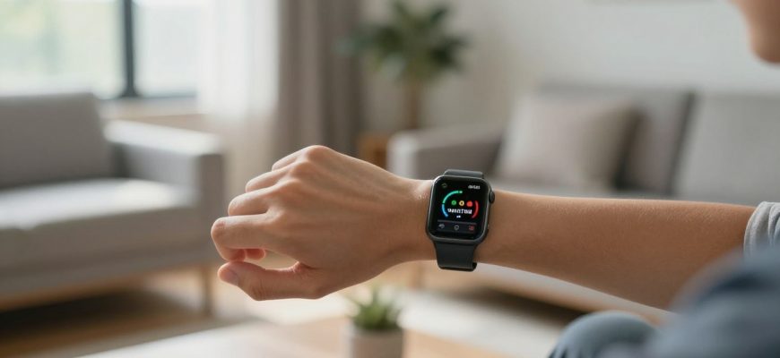 person checking smartwatch health metrics