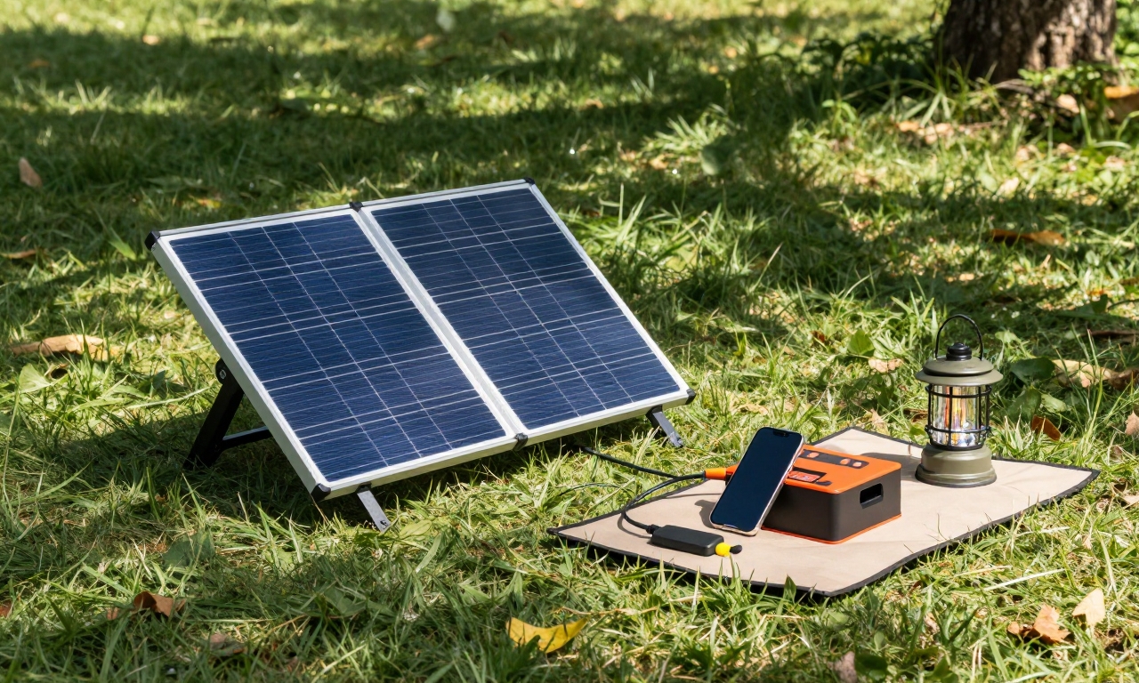 Solar charging station in outdoor setting