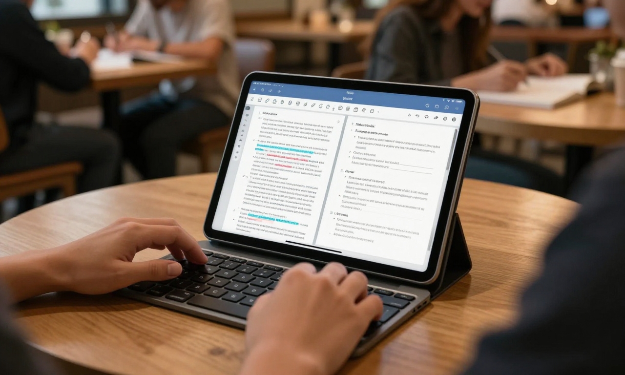 Student multitasking with Android tablet and accessories