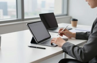 professional using tablet as laptop replacement at modern desk