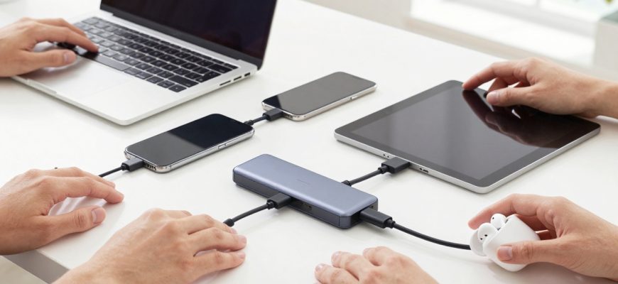 USB-C unified charging setup on modern desk