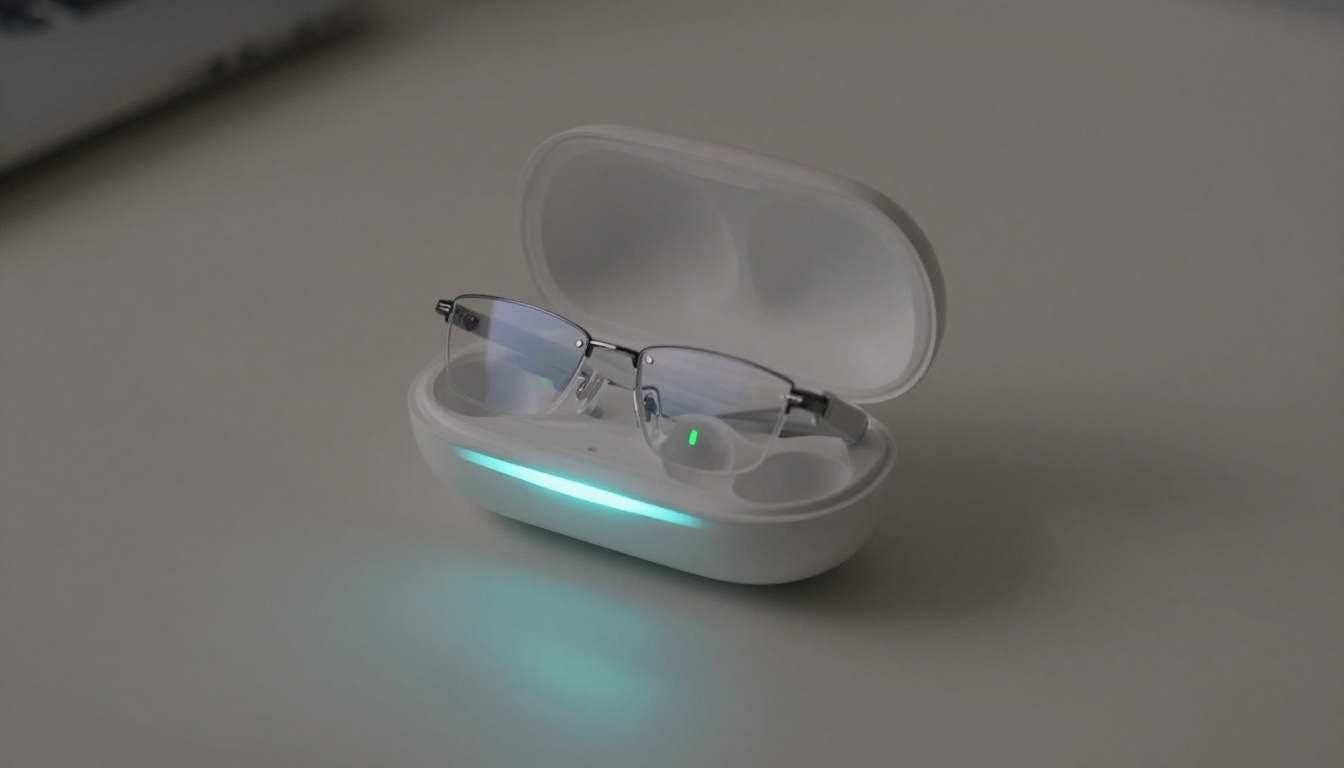 AI glasses charging in a case