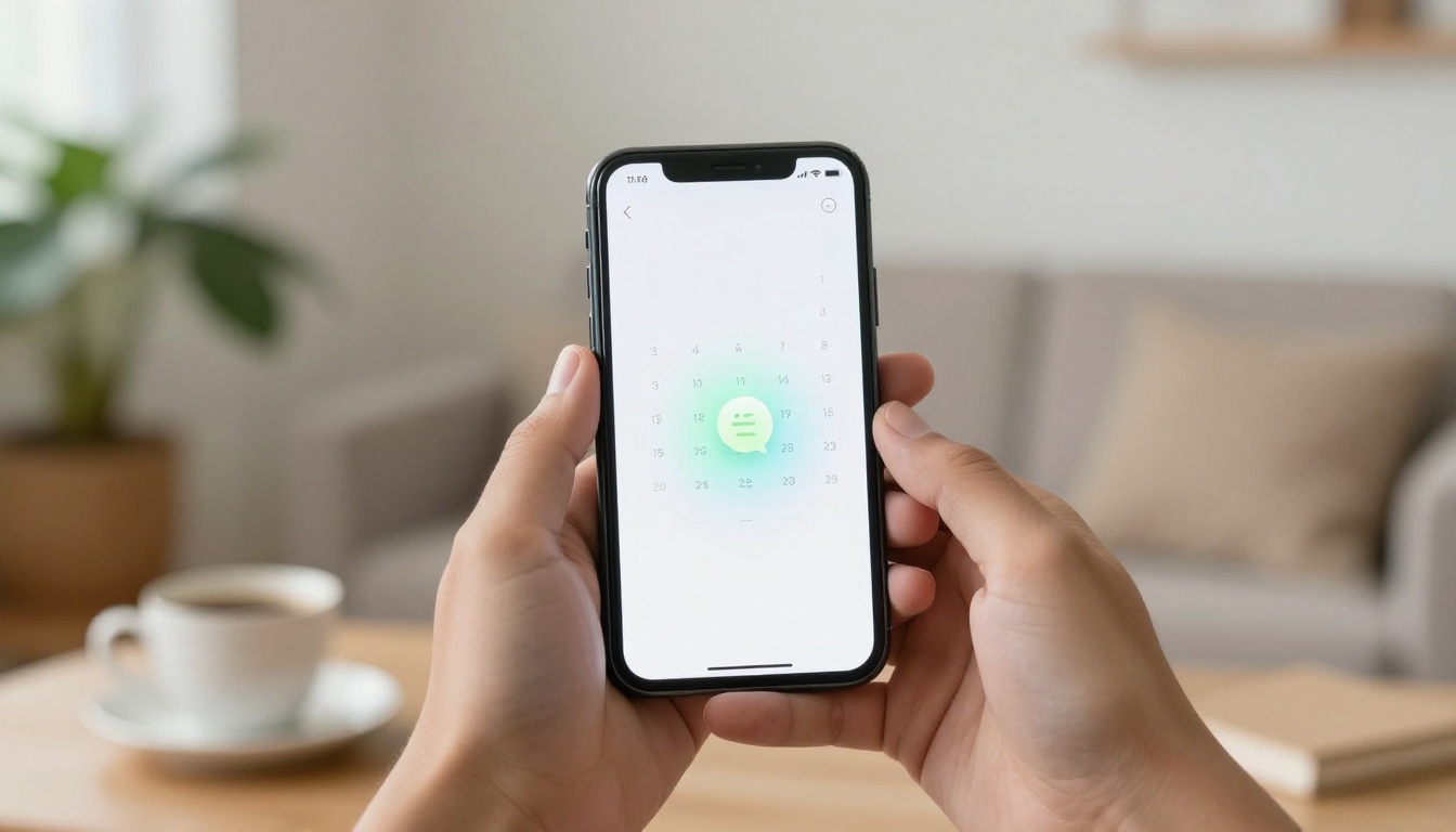 Hand holding phone with glowing productivity icons