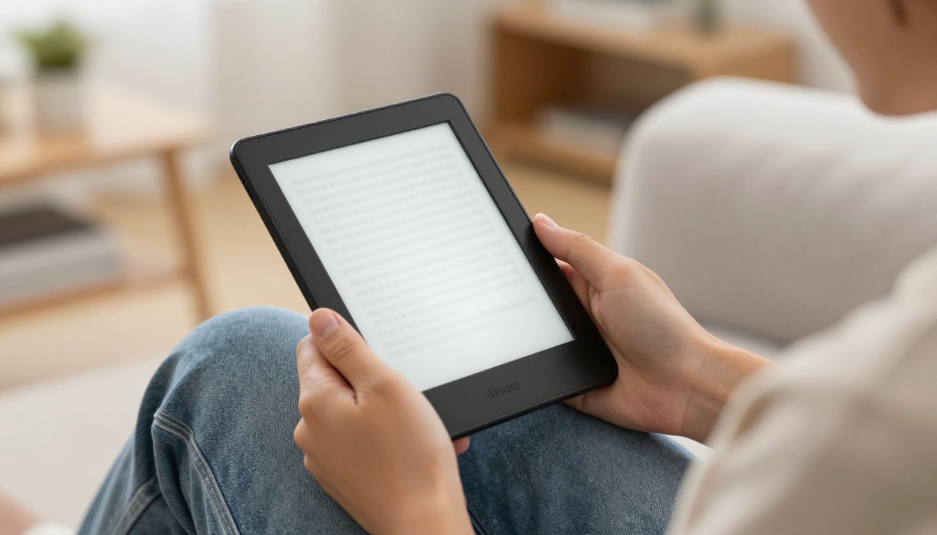 Person comfortably holding a lightweight eReader