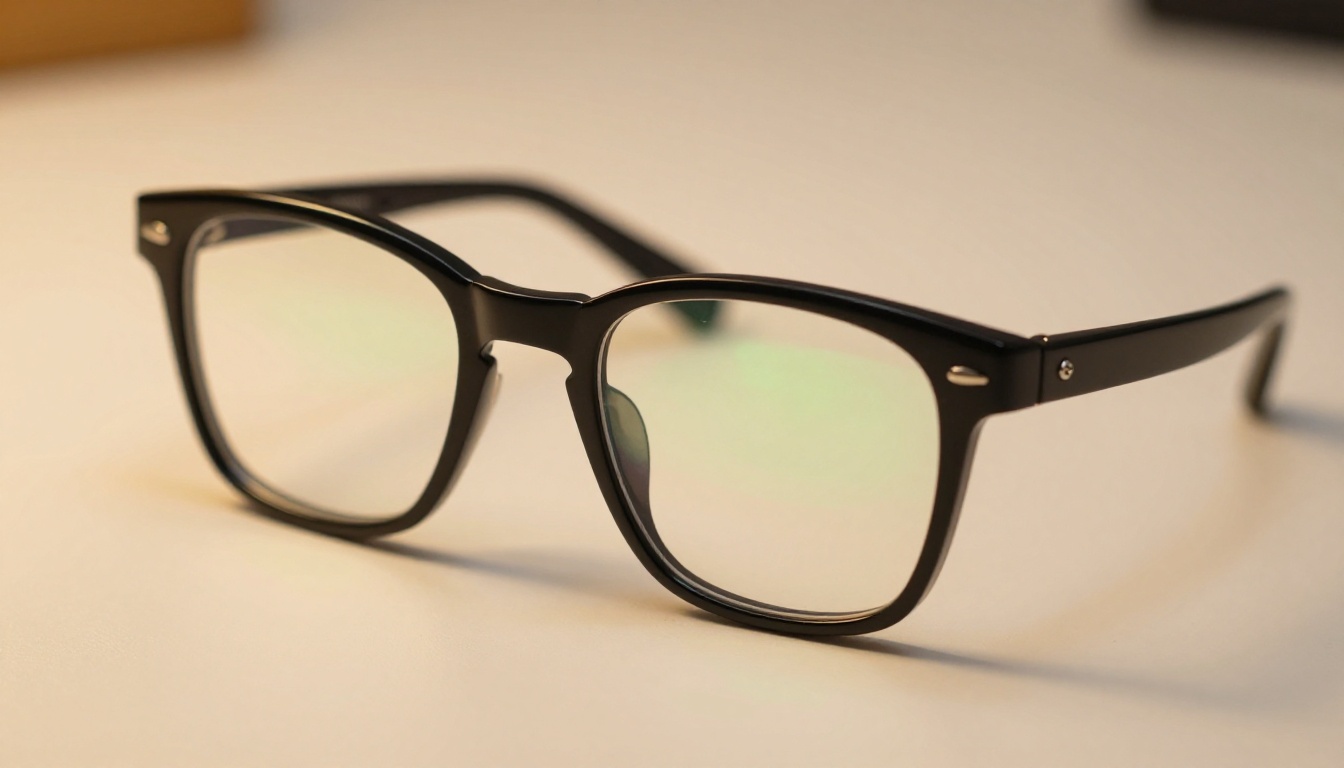 Close-up of smart glasses with green monochrome display