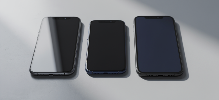 Three compact flagship phones on a table
