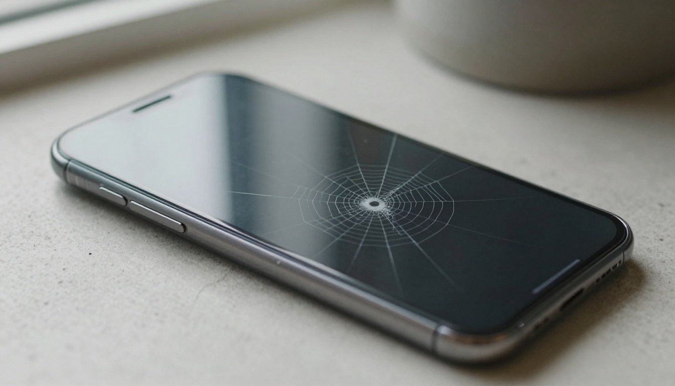 Cracked screen protector saving phone from drop
