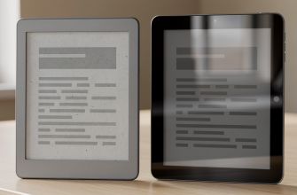 eReader and tablet side by side showing a book page