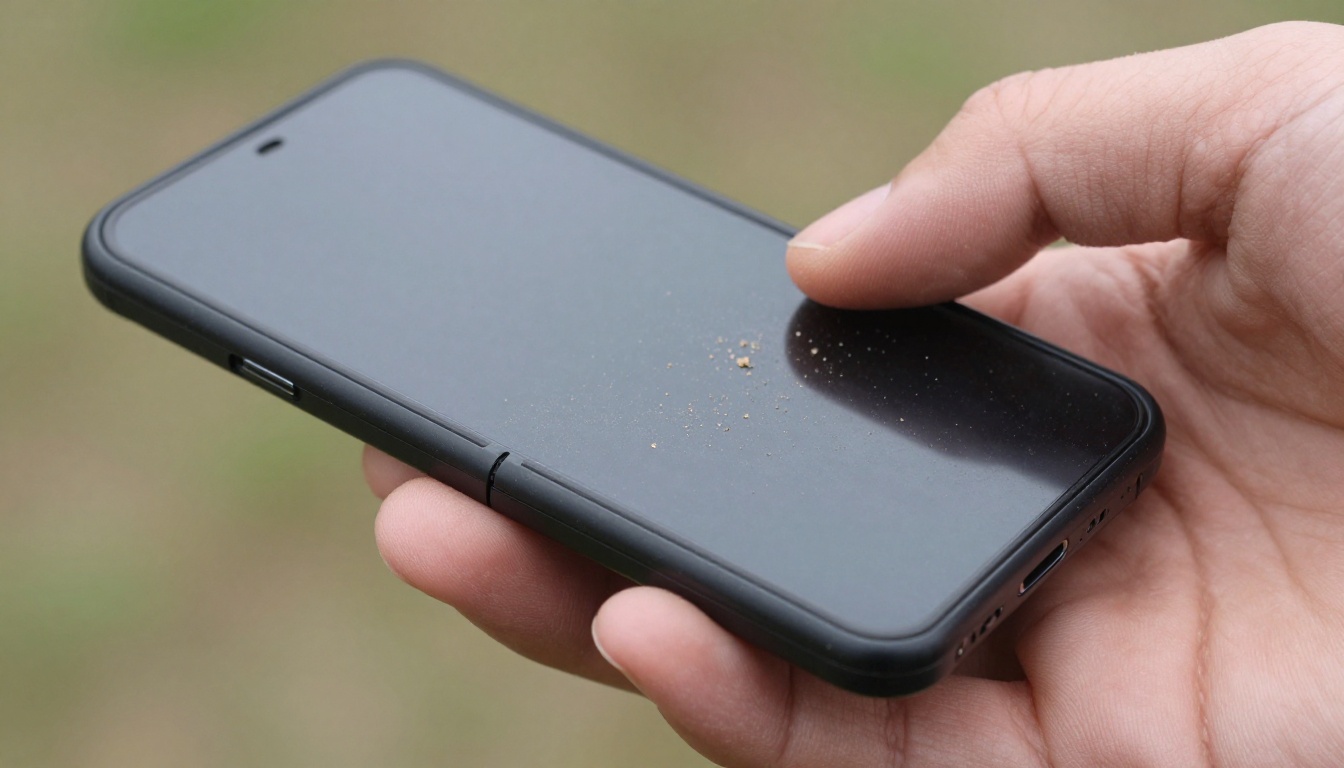 Dust and sand near foldable phone hinge