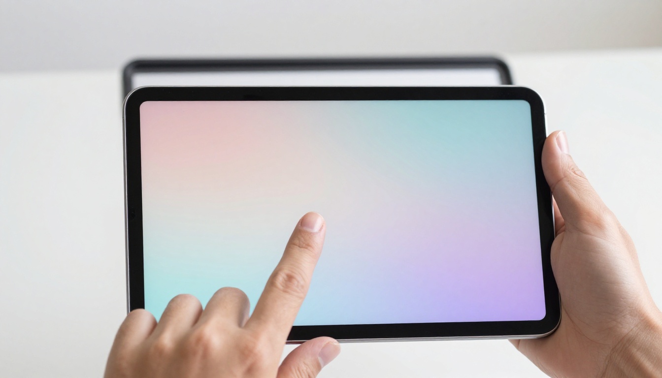 Hands using multitasking gestures on a tablet