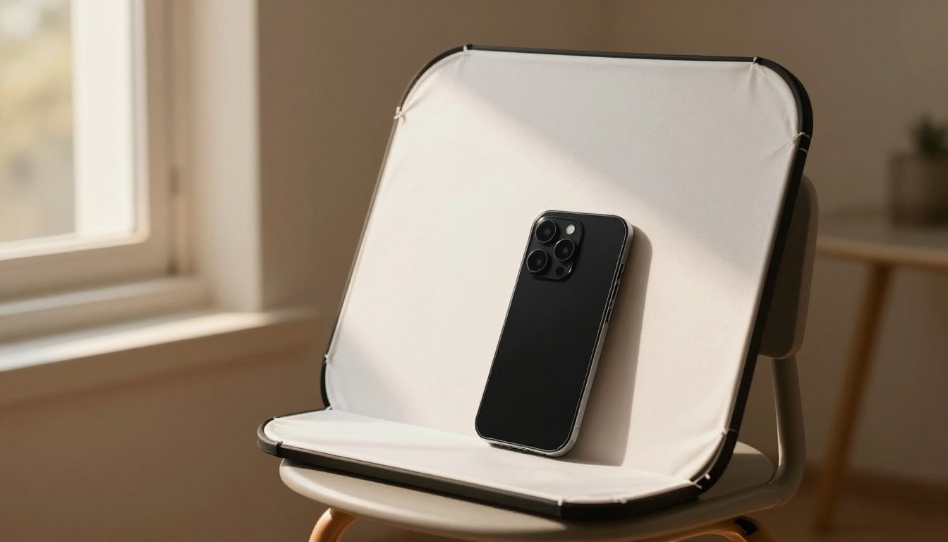 Smartphone filming with natural window light and reflector