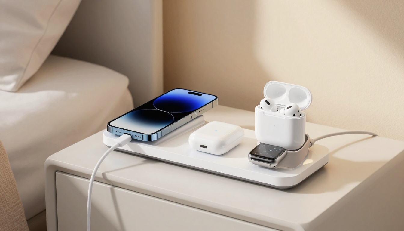 Multi-device wireless charger on nightstand